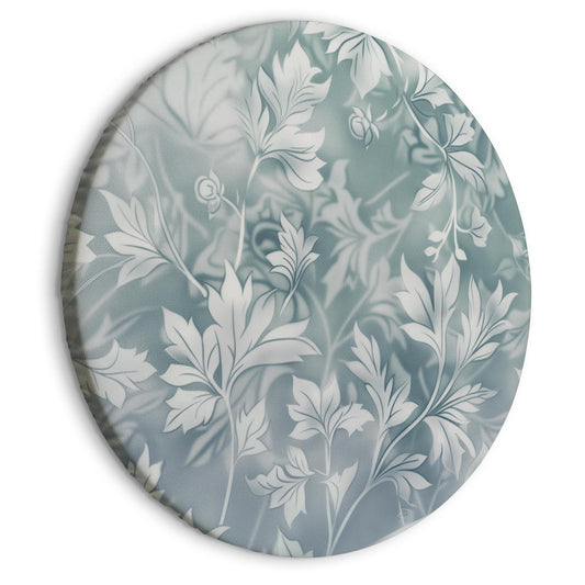 Rundes Bild - Ornaments in Worn Muted Turquoises: Delicate Plant Pattern Artgeist