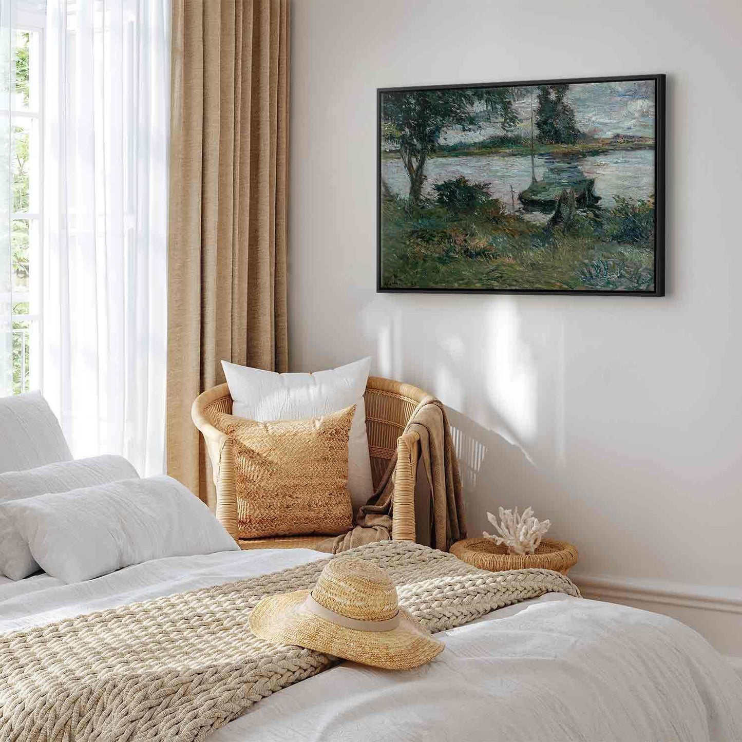 Leinwandbild - Paul Gauguin – Flußufer