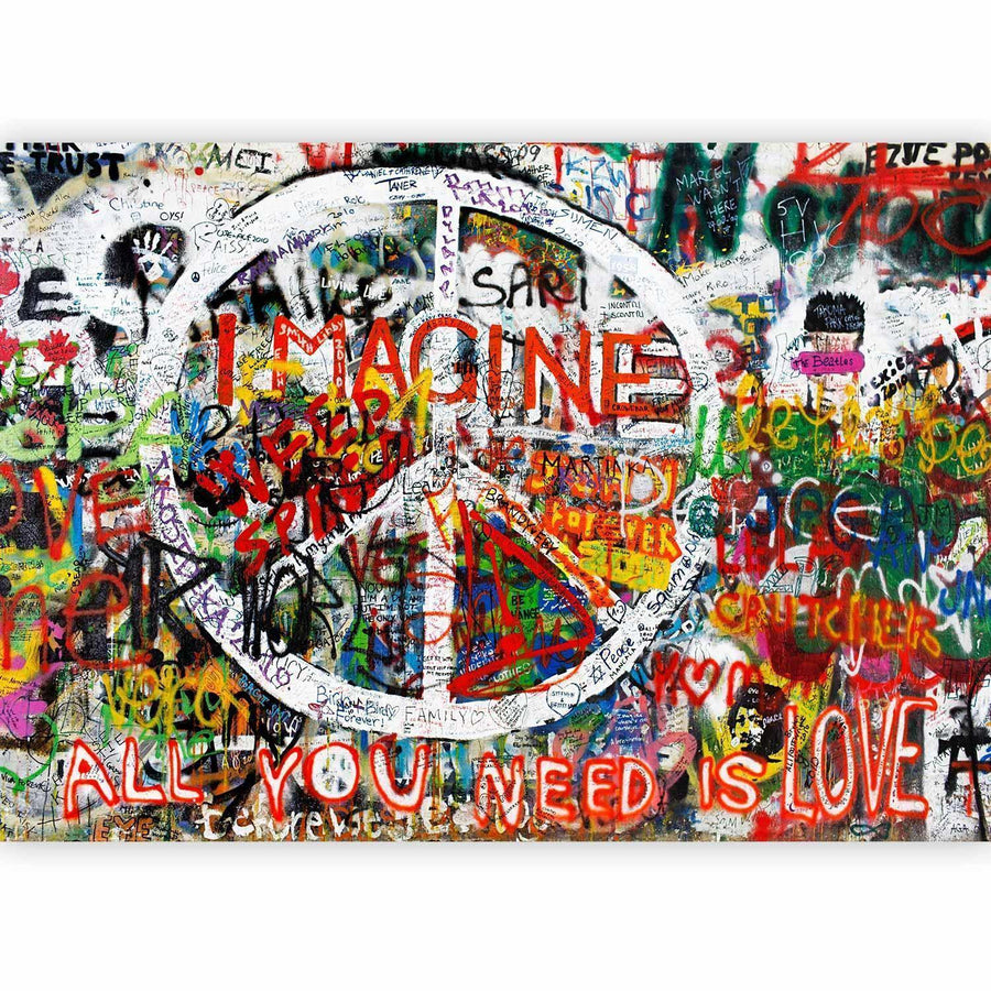 Fototapete „Hippie Graffiti“ – Bunter Streetart-Vibe für deine Wand