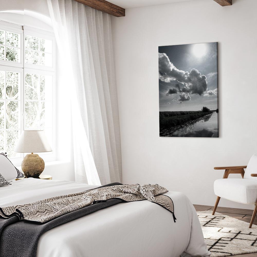 Leinwandbild - Sun Over Clouds (1-part) - Sky Reflection in Water Field
