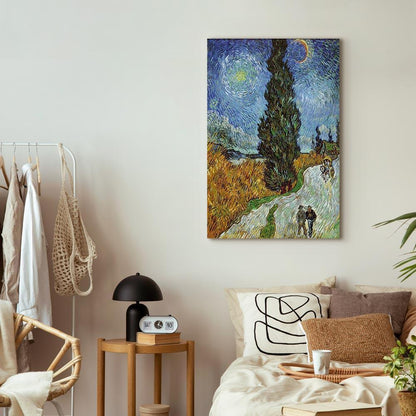 Leinwandbild - Vincent van Gogh – Road with Cypress and Star