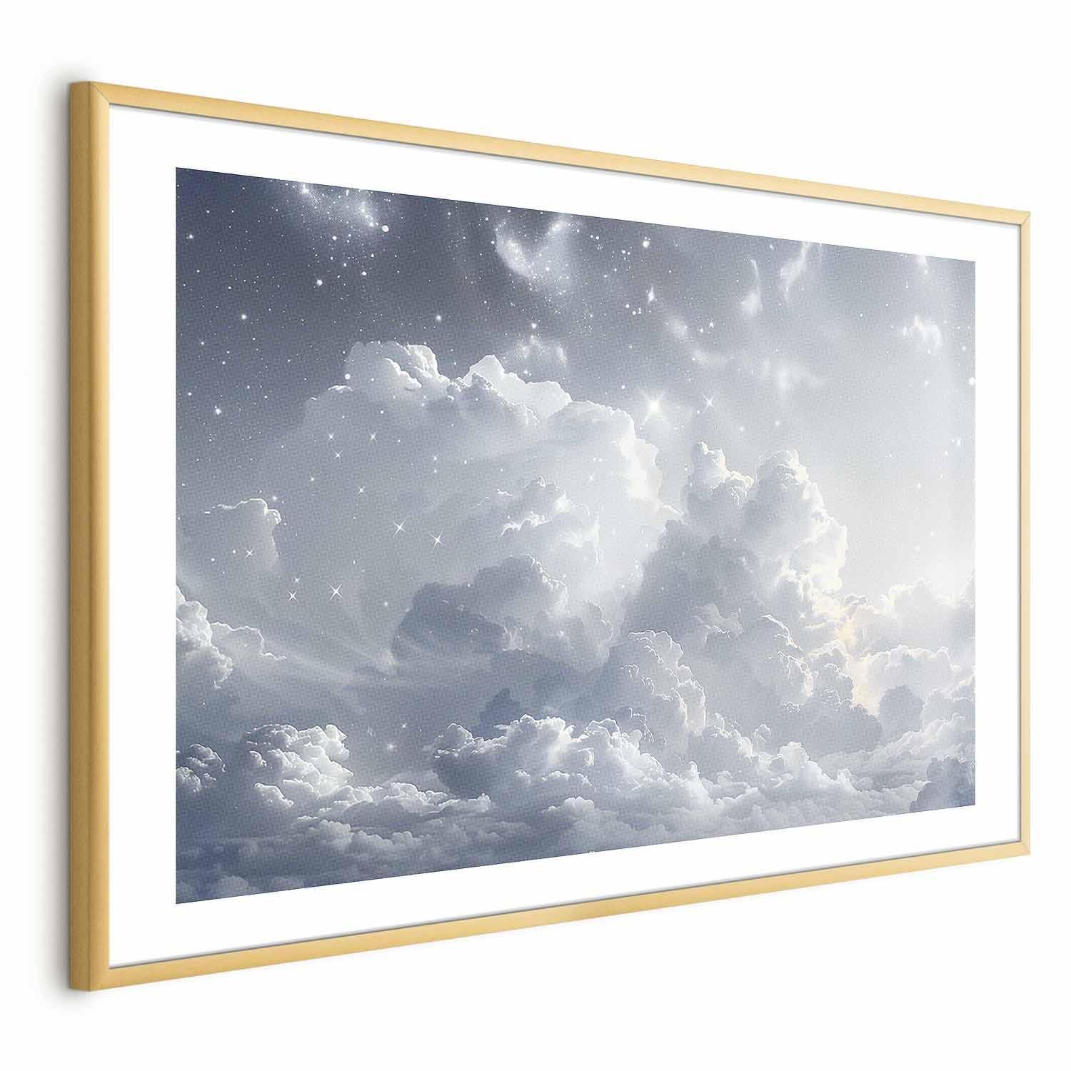 Poster - Astral Calm: Stars Scattered Over Delicate Clouds Artgeist