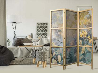 Japanischer Paravent - Tapestry Pattern with Meadow and Flowers - Kilim with a Spring Motif