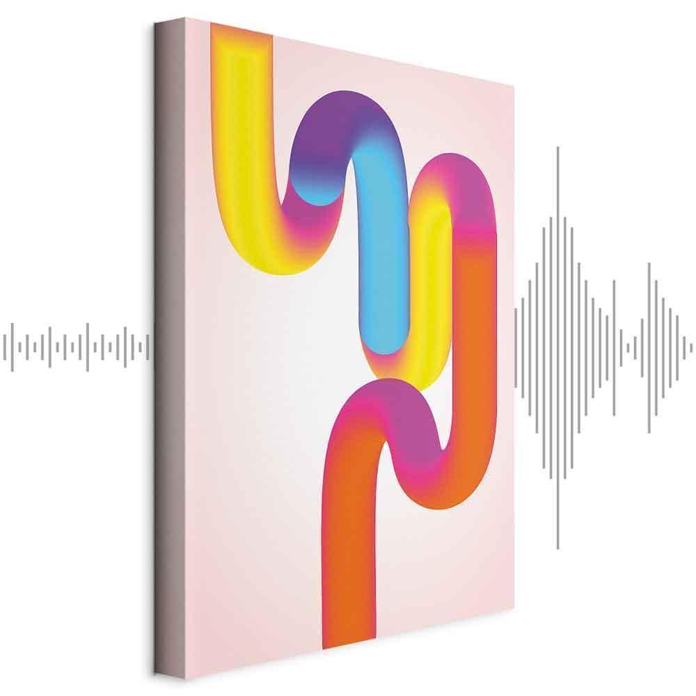 Leinwandbild - Colorful Turns - Dynamic Composition in Shades of Yellow Pink and Blue