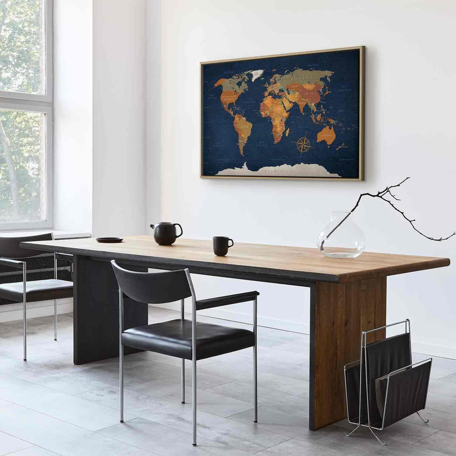 Leinwandbild - World Map: Ink Oceans Artgeist