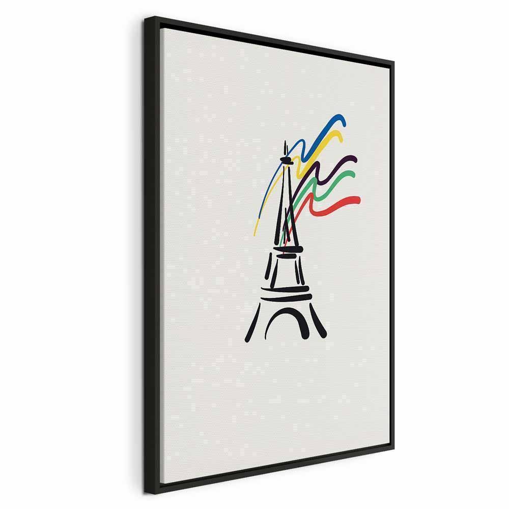 Leinwandbild - Eiffel Tower and Colorful Ribbons