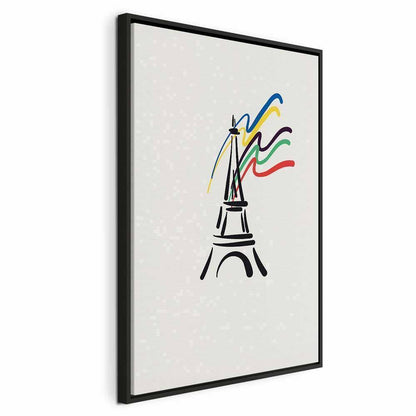 Leinwandbild - Eiffel Tower and Colorful Ribbons