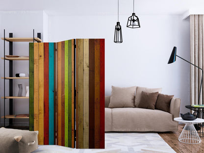 Paravent - Wooden rainbow Artgeist
