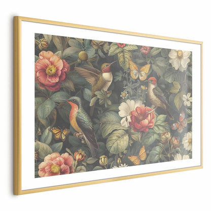 Poster - Flowers, Birds, and Butterflies - vintage-style illustration