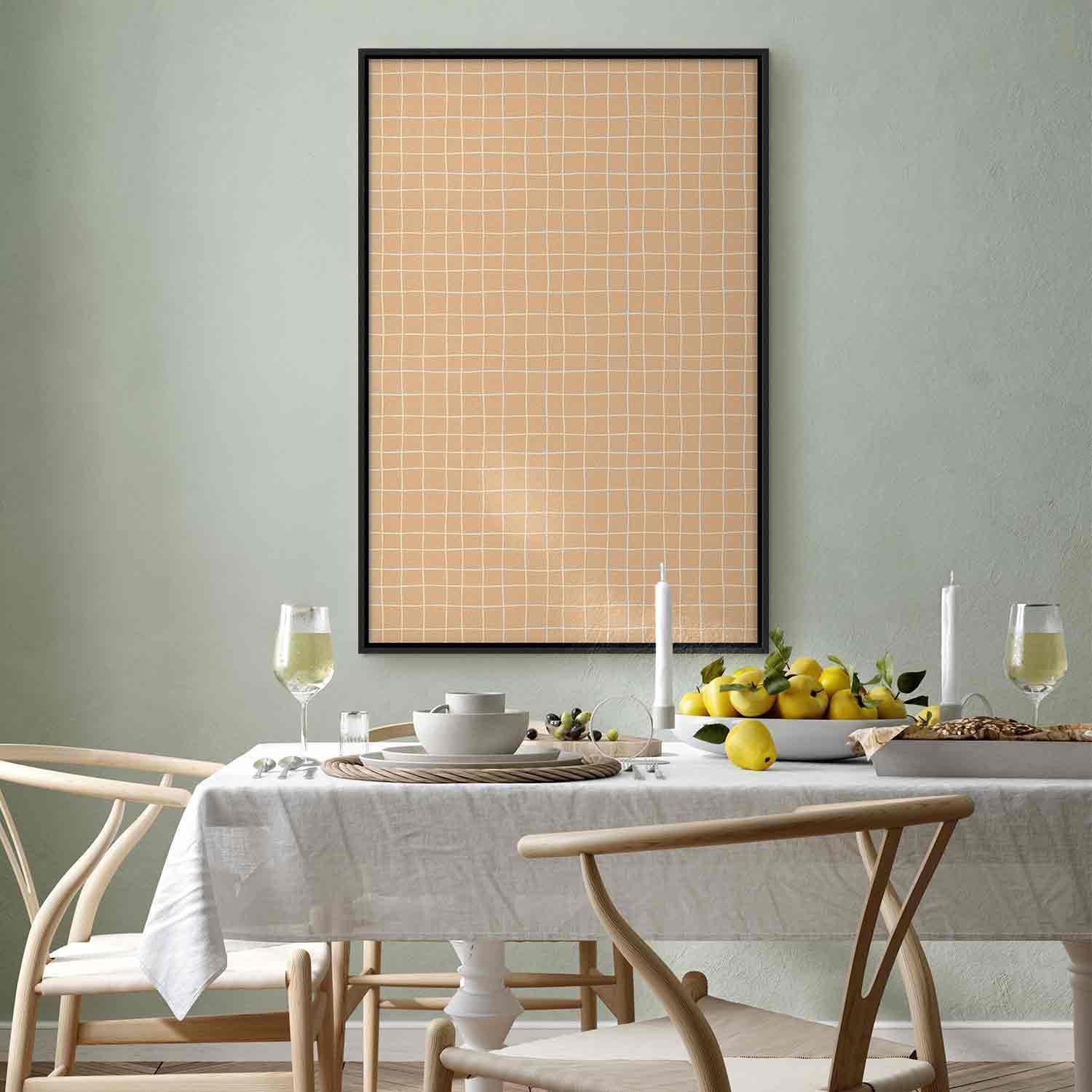 Leinwandbild - Waving Lines - Creamy Grid on a Noisy Pastel Background Artgeist
