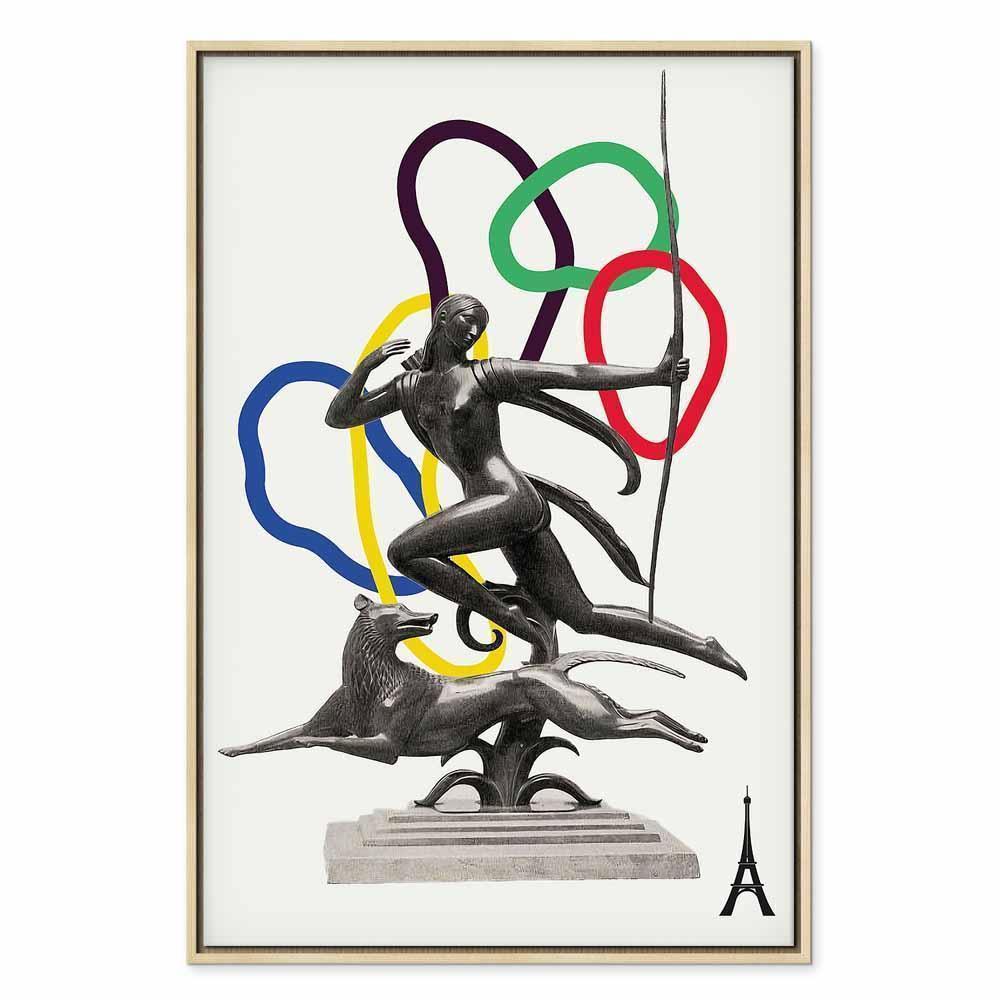 Leinwandbild - Woman With Dog - Illustration