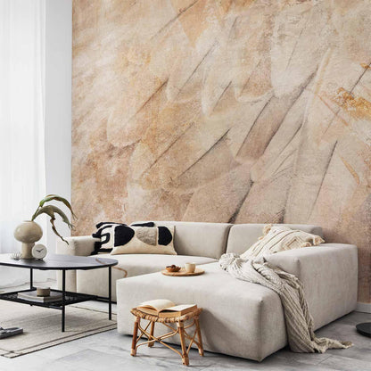 Fototapete - Bird's wings - minimalist close-up on beige feathers with pattern