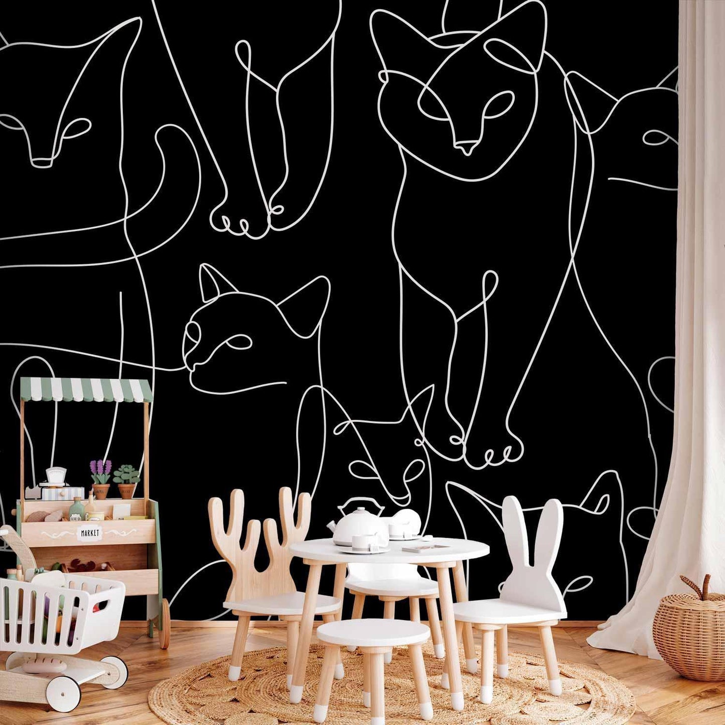 Fototapete „Cat Habits“ – Verspielte Katzenmotive für Katzenliebhaber Artgeist