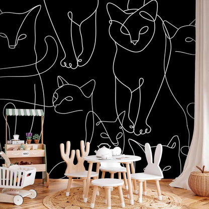Fototapete „Cat Habits“ – Verspielte Katzenmotive für Katzenliebhaber Artgeist