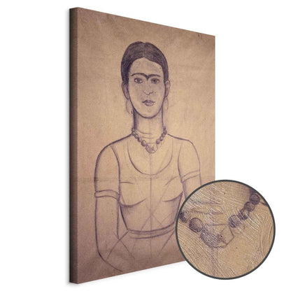 Leinwandbild - Frida Kahlo – Self-Portrait, 1929 (charcoal drawing)