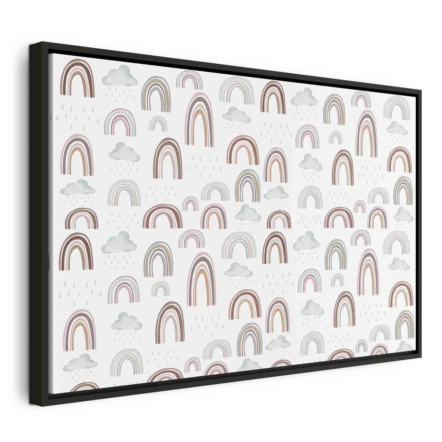 Leinwandbild - Rainbows After the Storm - Rainbows of Various Sizes in Pastel Hues Among Rain Clouds in a Gray-Blue Shade