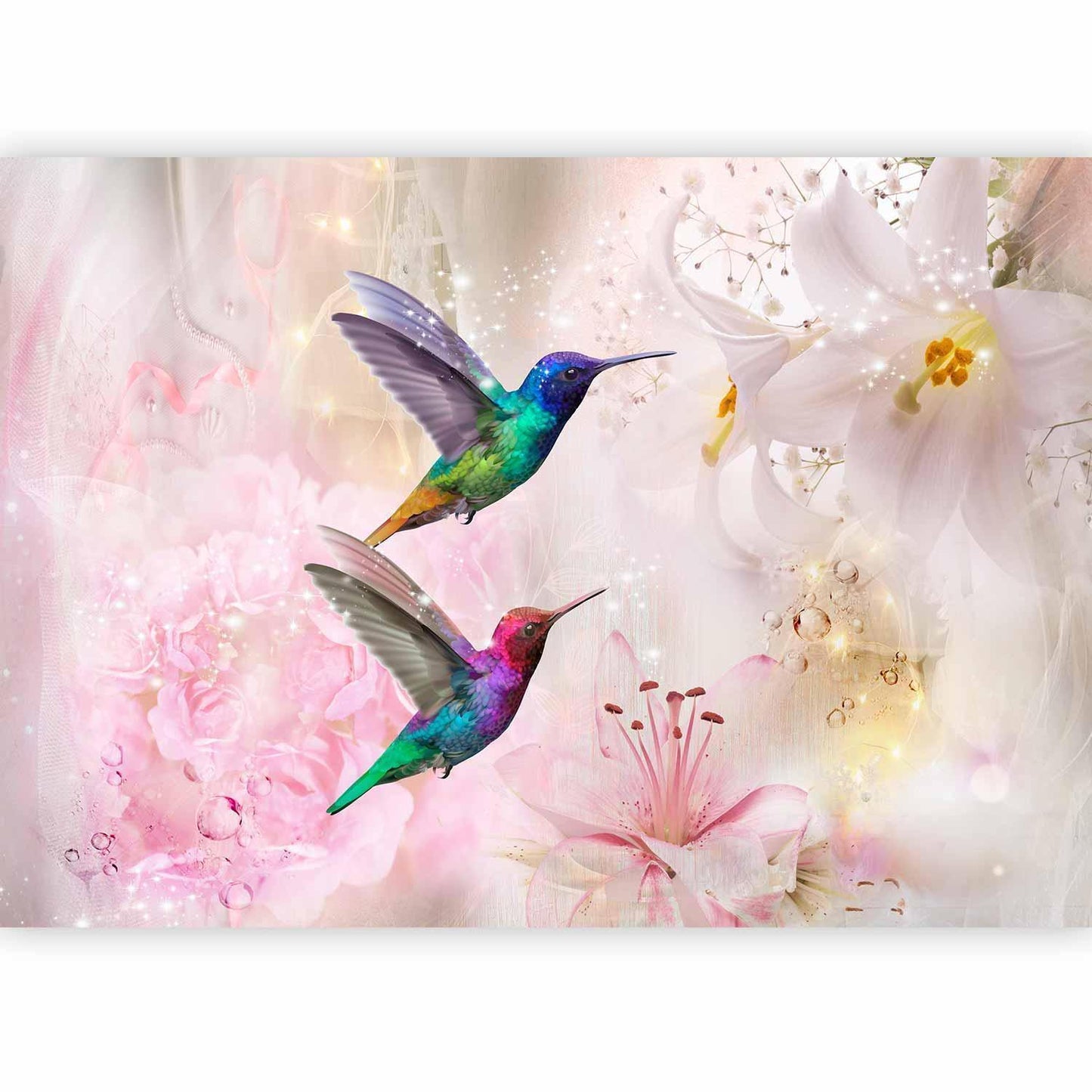 Fototapete - Colourful Hummingbirds (Pink) Artgeist