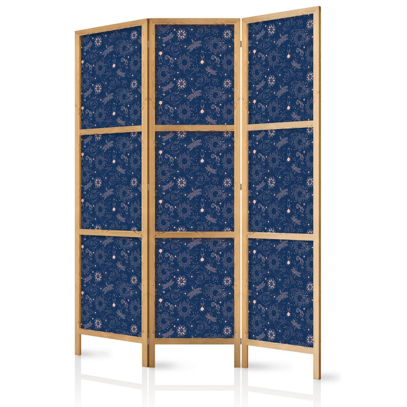 Japanischer Paravent - Cosmic Inspirations - Pattern with Stars and Constellations on a Dark Background Artgeist