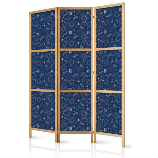 Japanischer Paravent - Cosmic Inspirations - Pattern with Stars and Constellations on a Dark Background Artgeist