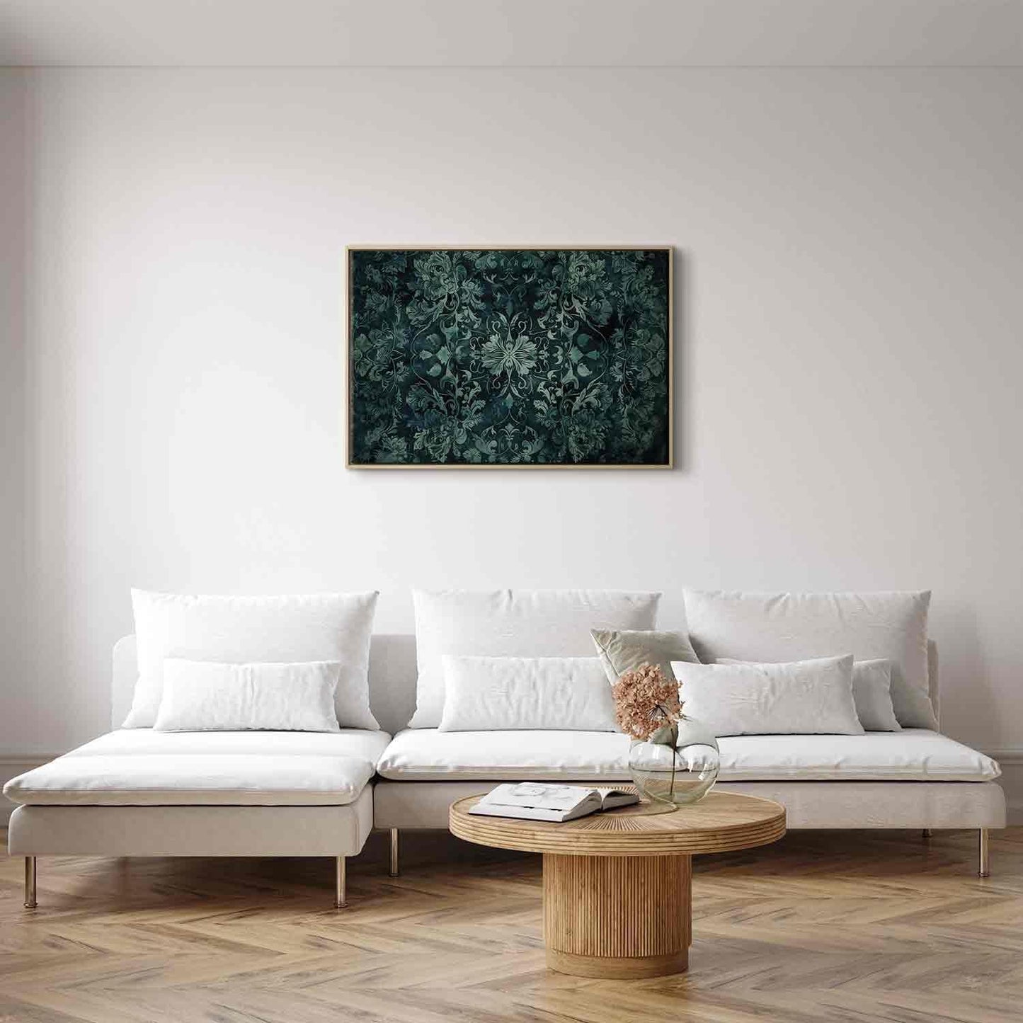 Leinwandbild - Oriental Pattern Carpet: Emerald Ornaments and Worn Patterns