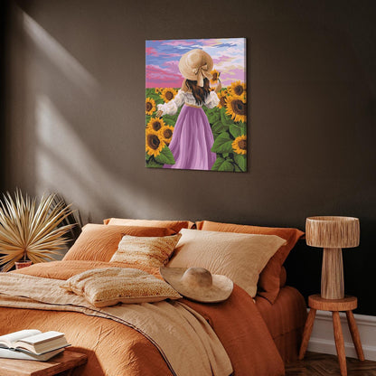 Malen nach Zahlen - Girl among sunflowers