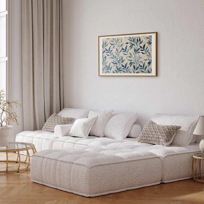 Poster - Delicate Botanical Motif with Blue Leaves Artgeist