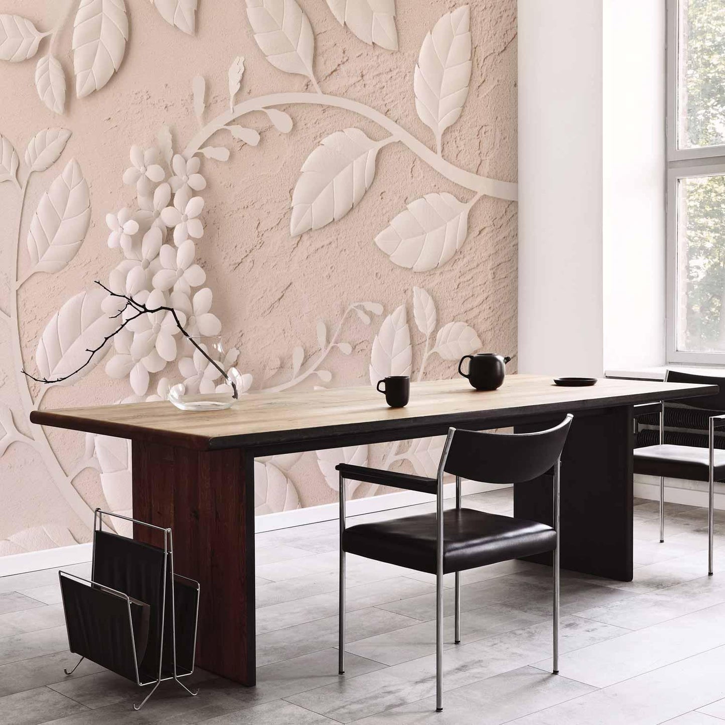 Fototapete - Paper Flowers (Beige)