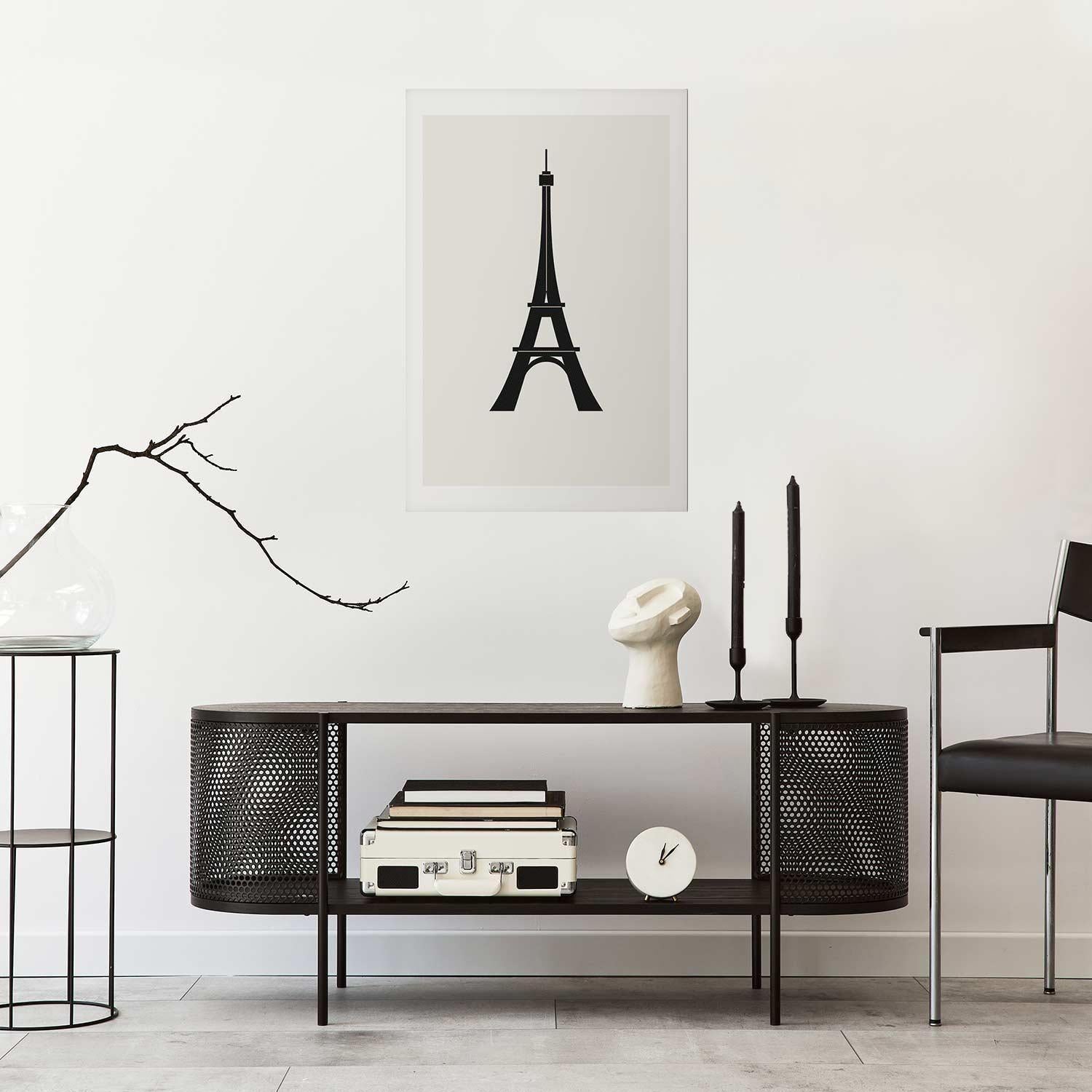 Poster - Eiffel Tower Simple Black-and-White Graphic Artgeist