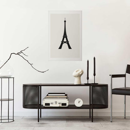 Poster - Eiffel Tower Simple Black-and-White Graphic Artgeist