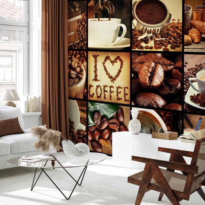Fototapete Coffee Collage – Kaffeegenuss für deine Wand