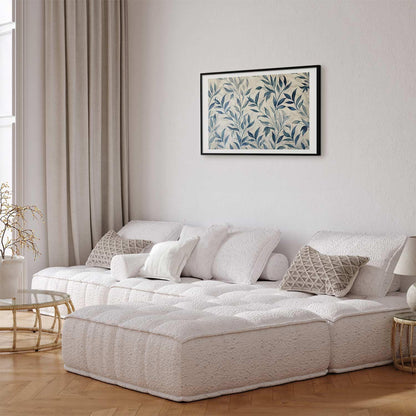 Poster - Delicate Botanical Motif with Blue Leaves Artgeist