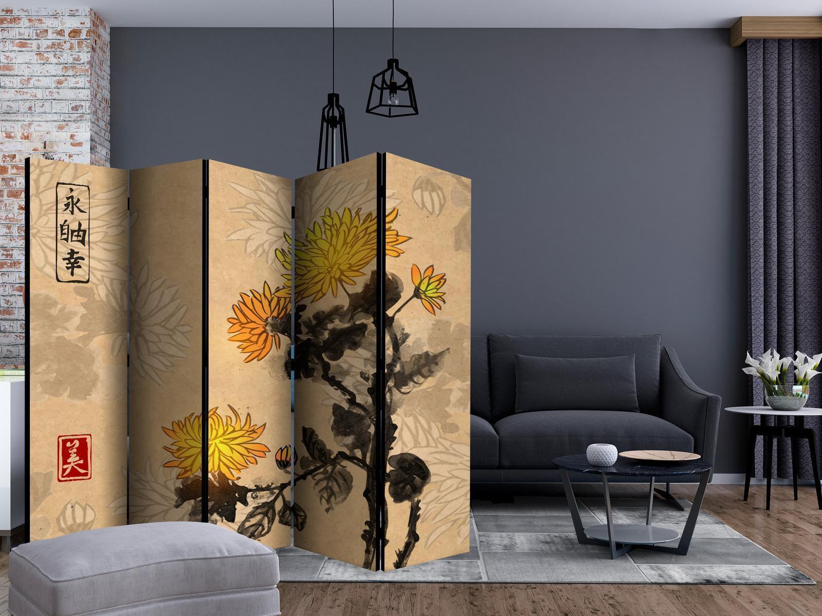 Paravent - Chrysanthemums II Artgeist