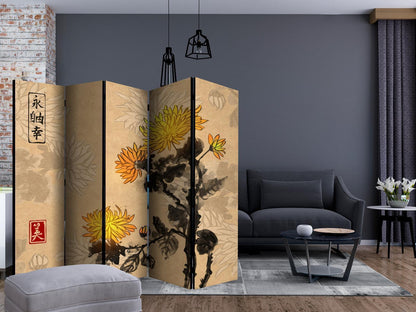 Paravent - Chrysanthemums II Artgeist