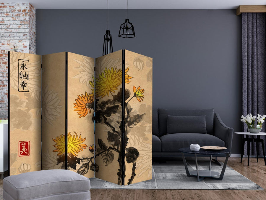 Paravent - Chrysanthemums II Artgeist