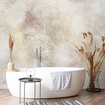 Fototapete - Summer memory - abstract background with shadow of dried leaves