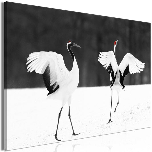 Leinwandbild - Dancing Cranes (1 Part) Wide Artgeist