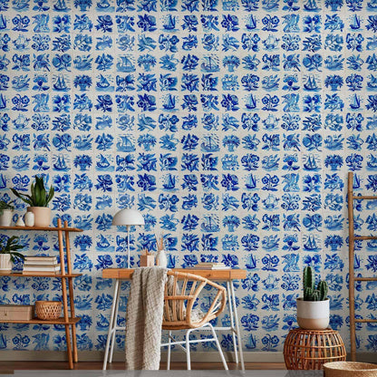 Fototapete - Azulejos tiles – traditional Portuguese ceramic tiles