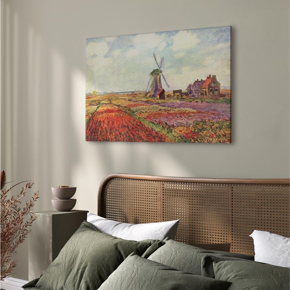 Leinwandbild - Claude Monet – Tulip Fields with Windmill