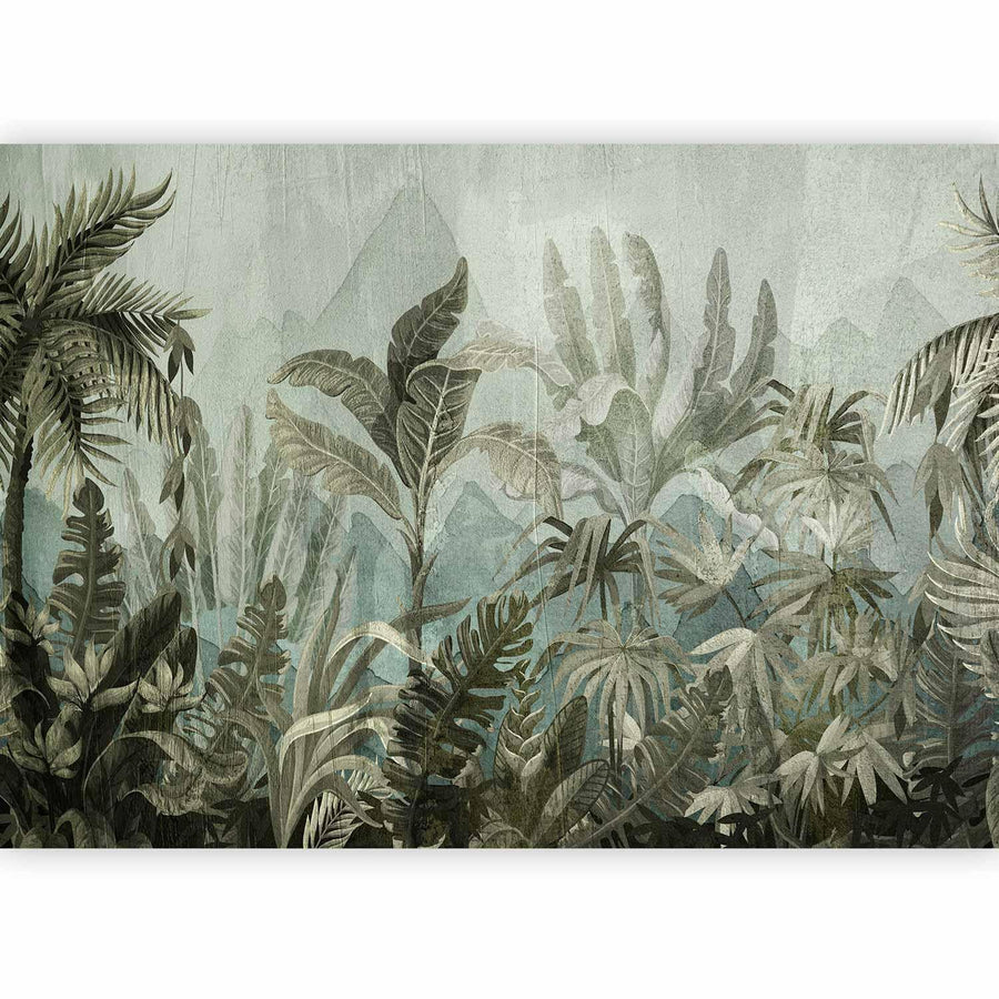 Fototapete „Mountain Jungle“ – Exotischer Dschungel trifft majestätische Berge