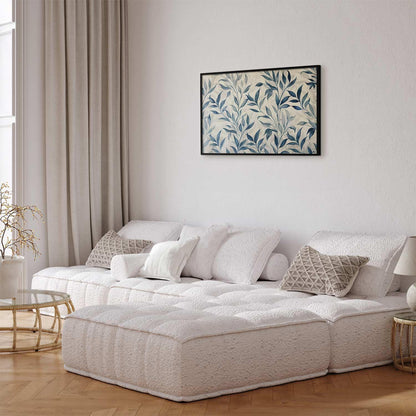 Poster - Delicate Botanical Motif with Blue Leaves Artgeist