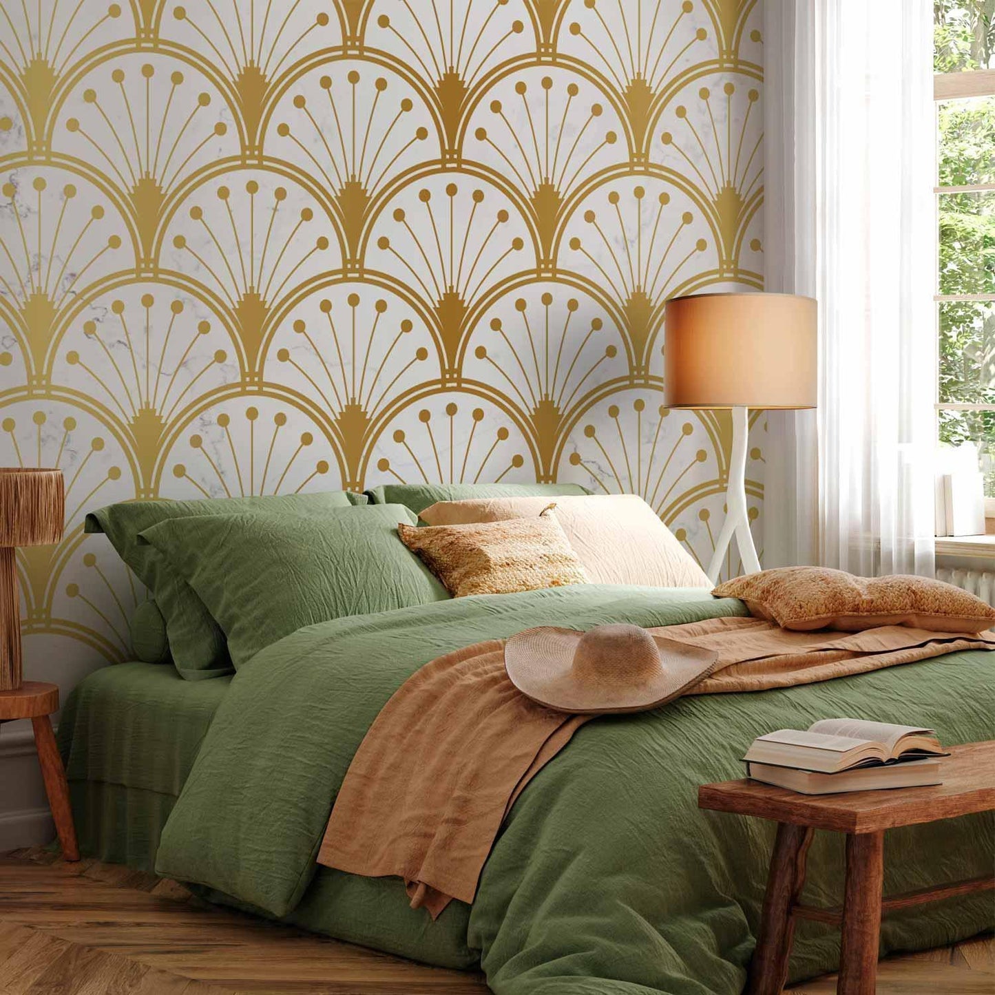 Fototapete - Gold and Marble Art Deco-inspired Pattern