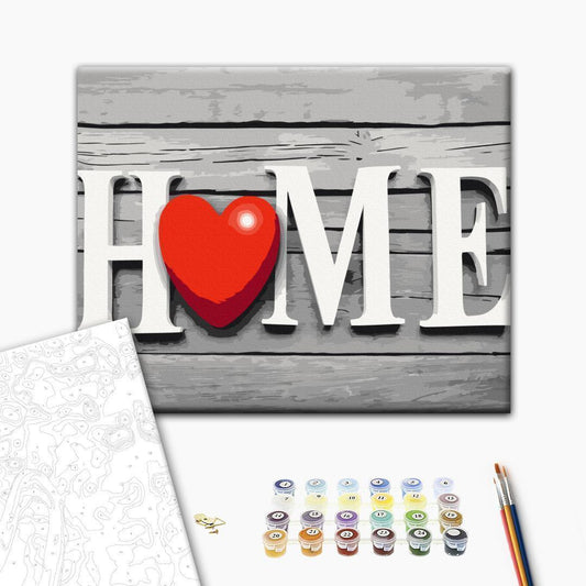 Malen nach Zahlen - Home with Red Heart