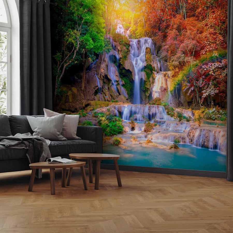 Fototapete Tat Kuang Si Wasserfälle – Tropisches Naturerlebnis für Ihre Wand