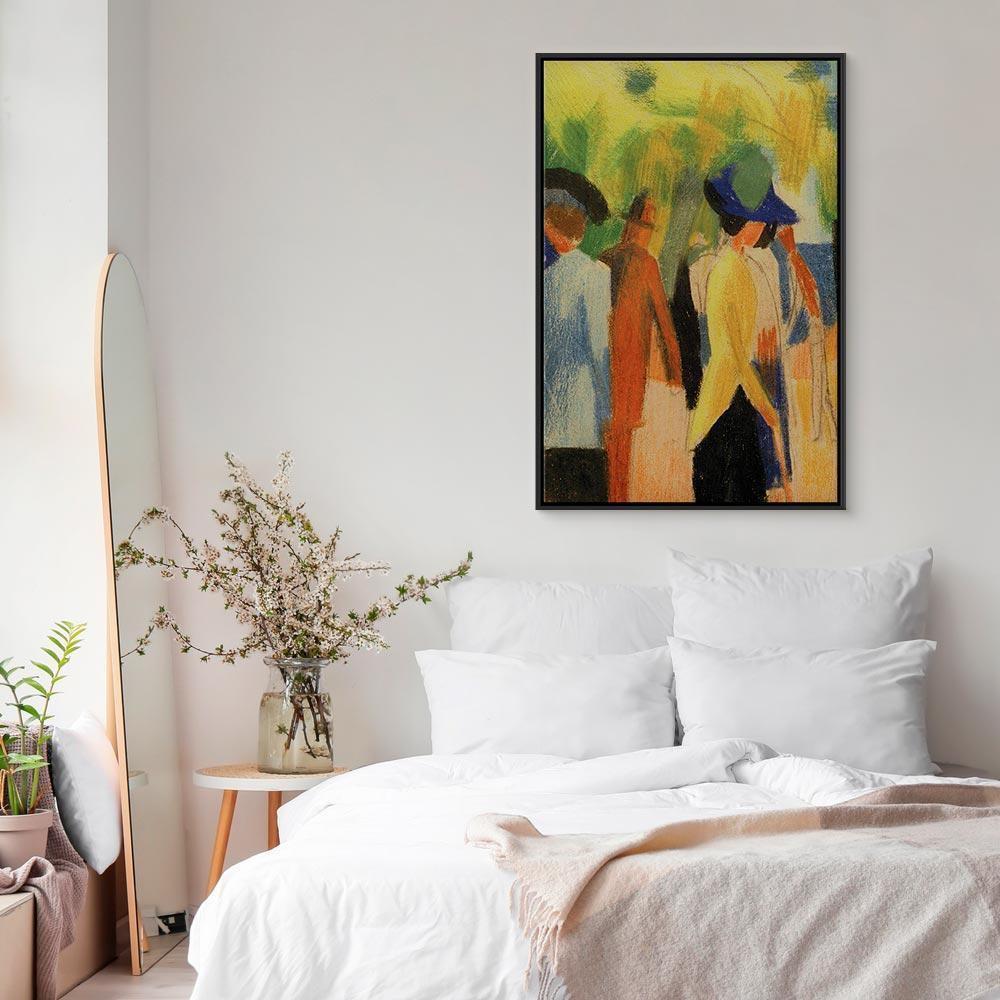 Leinwandbild - August Macke – Walker under trees (Walker in the park)