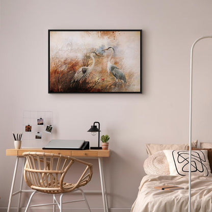 Leinwandbild - Herons on the Hunt (1 Part) Wide