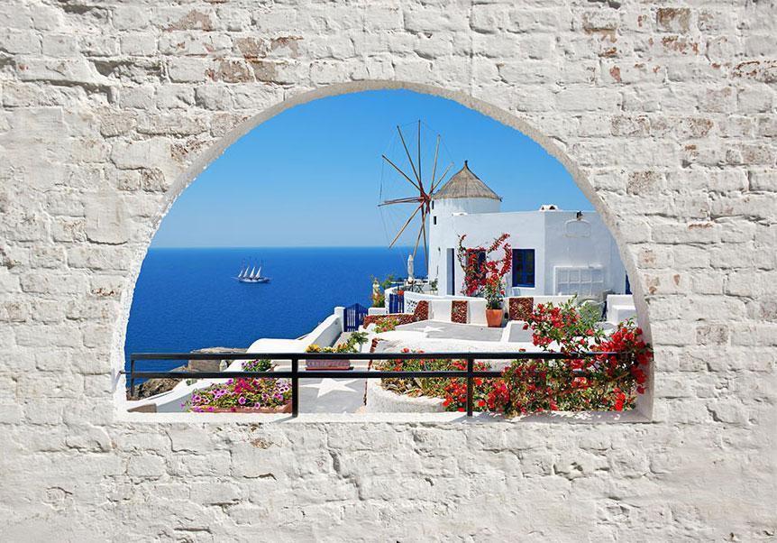 Fototapete „Sommer in Santorini“ – Mediterranes Flair mit Meerblick