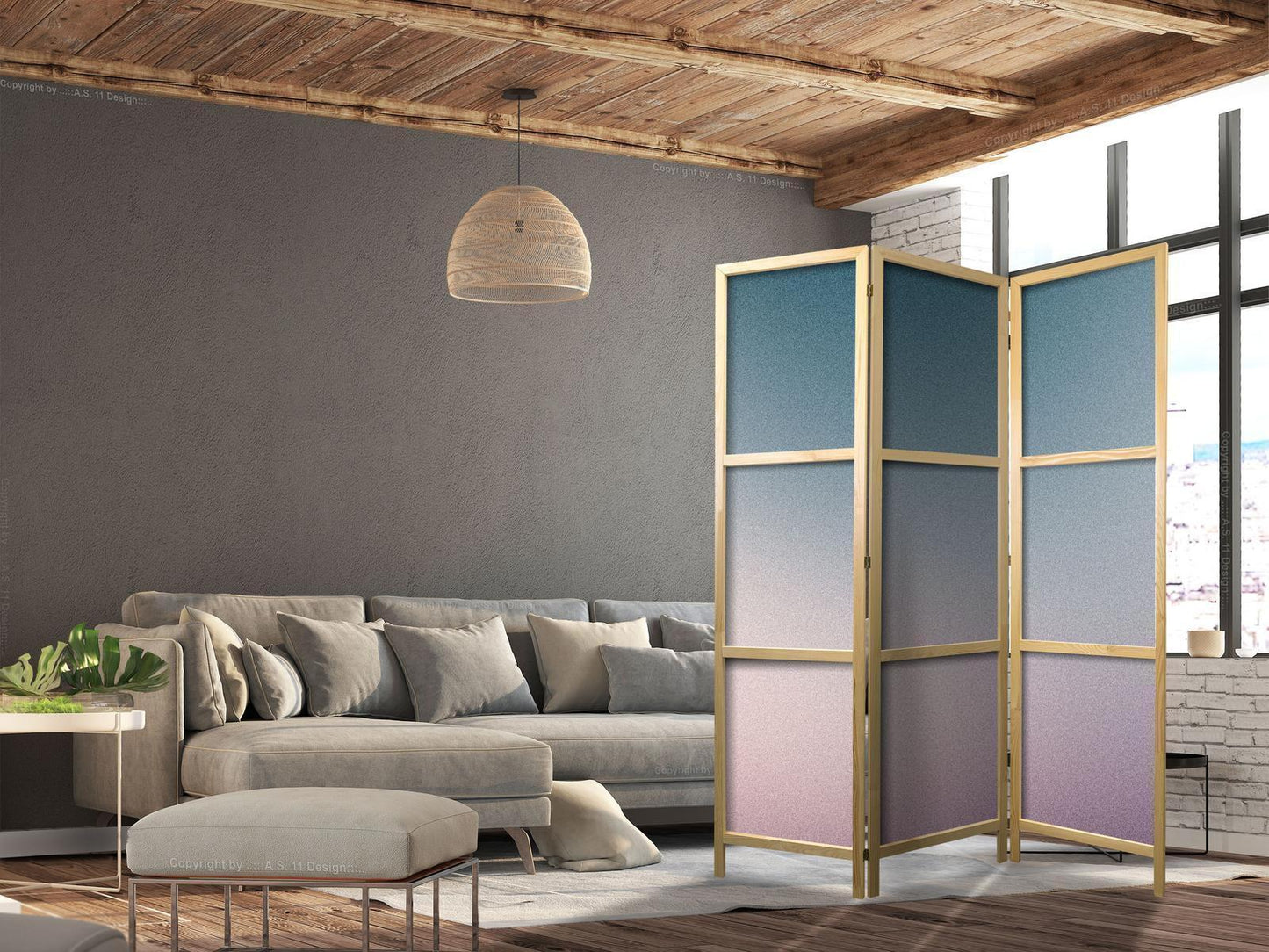 Japanischer Paravent - Nostalgic Gradient - Gradient Composition in Muted Colors Artgeist