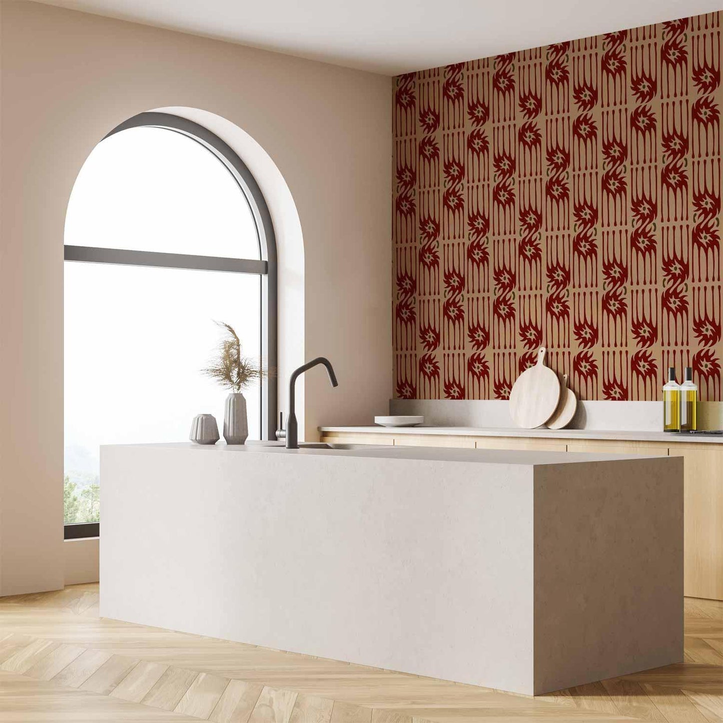 Tapete - Red claws – irregular shapes on a paper background