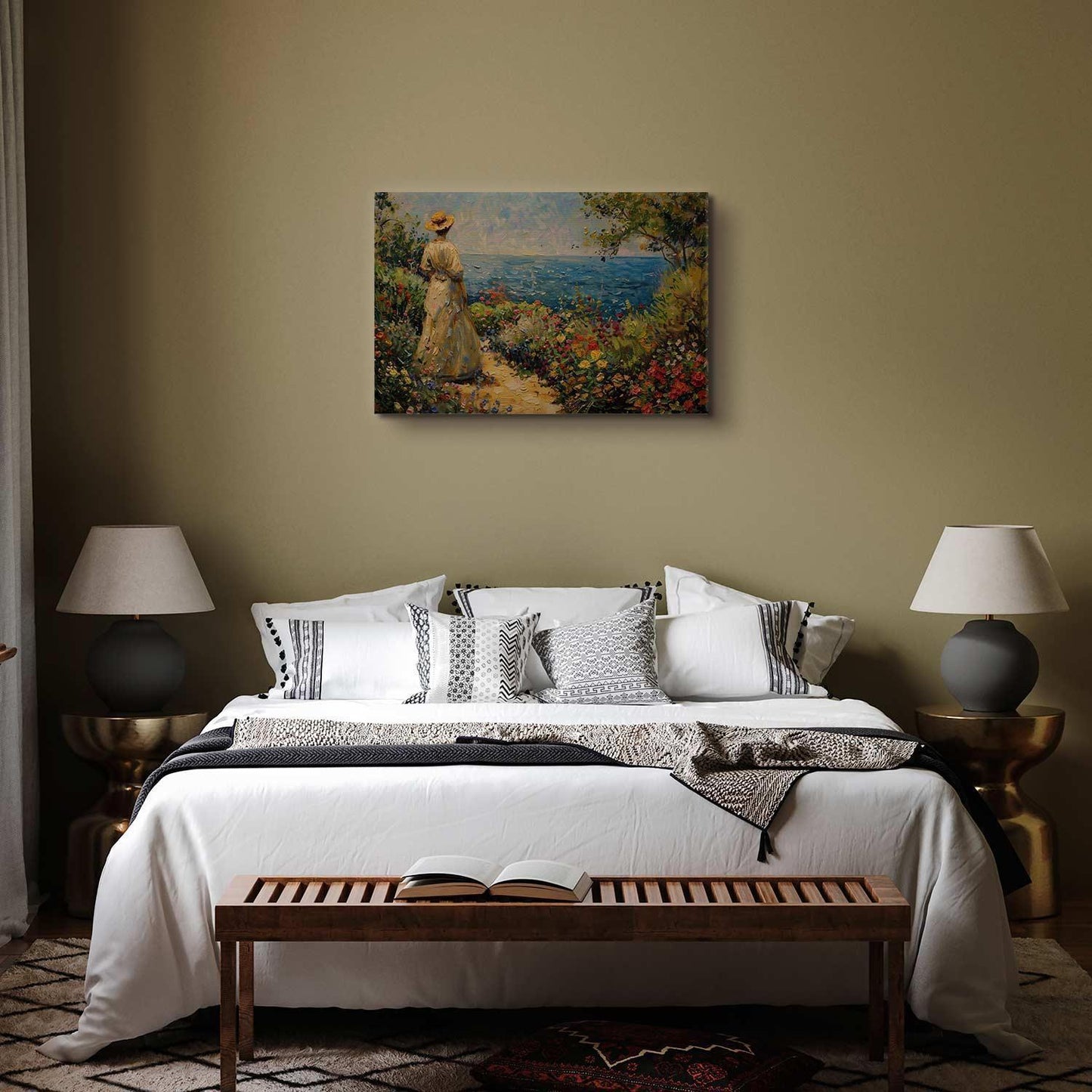 Leinwandbild - Nostalgic impression - a pensive woman contemplating