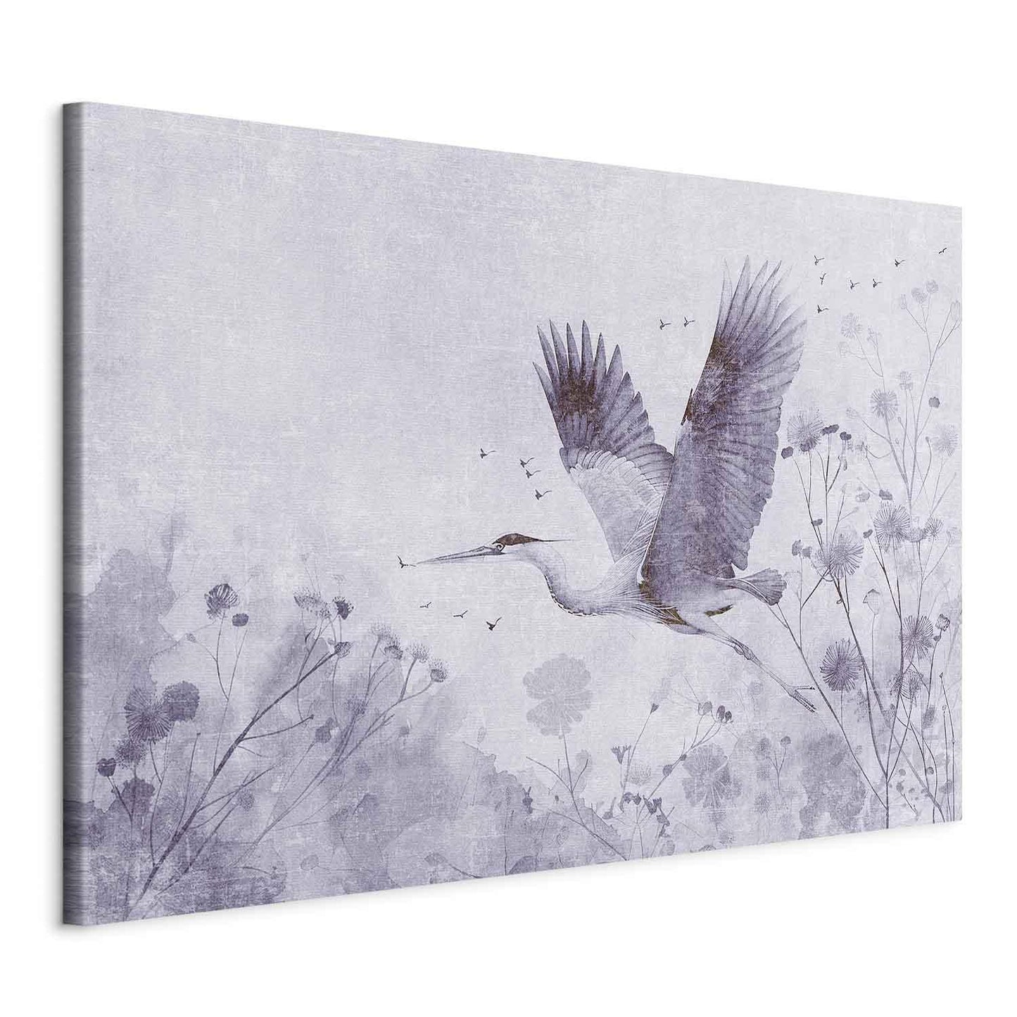 Wandbild XXL - Majestic flight - a crane in flight in monochrome